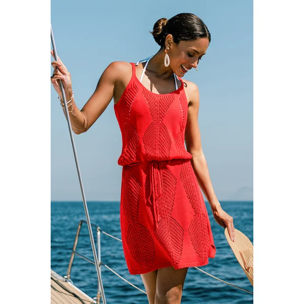 Robe courte cover up de plage rouge à l’énergie estivale