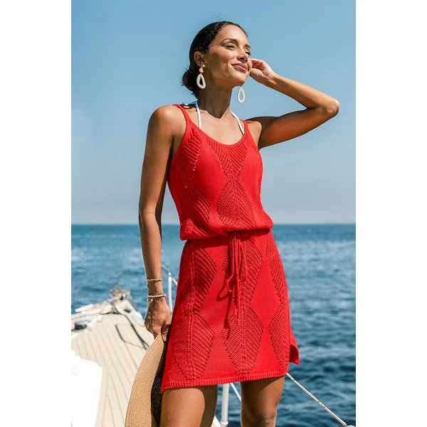Robe courte cover up de plage rouge à l’énergie estivale