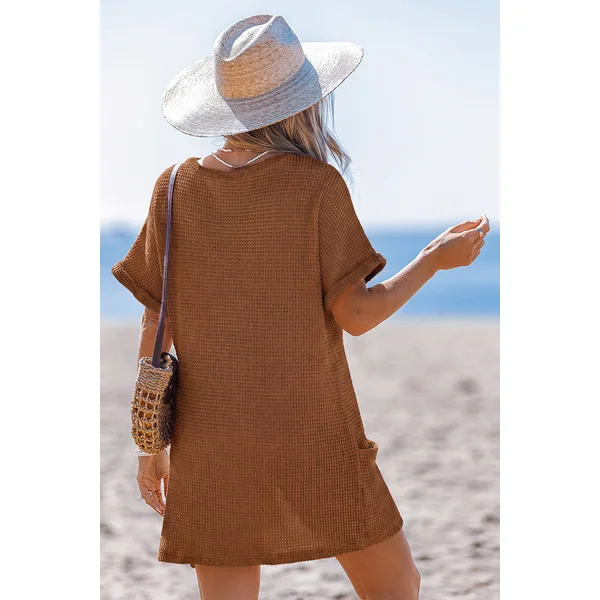 Robe courte cover up marron au style élégant