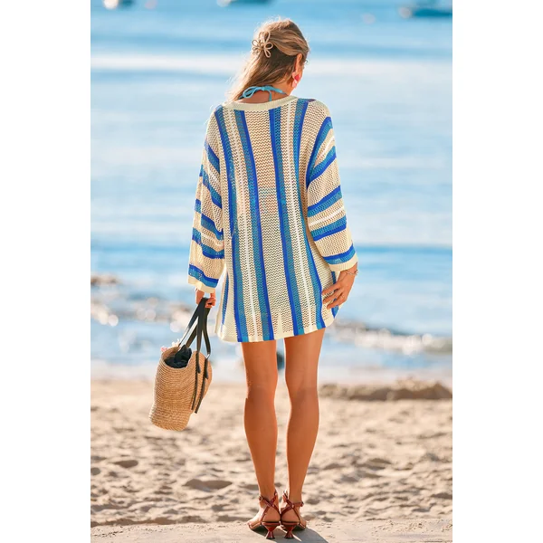 Robe courte cover up rayée