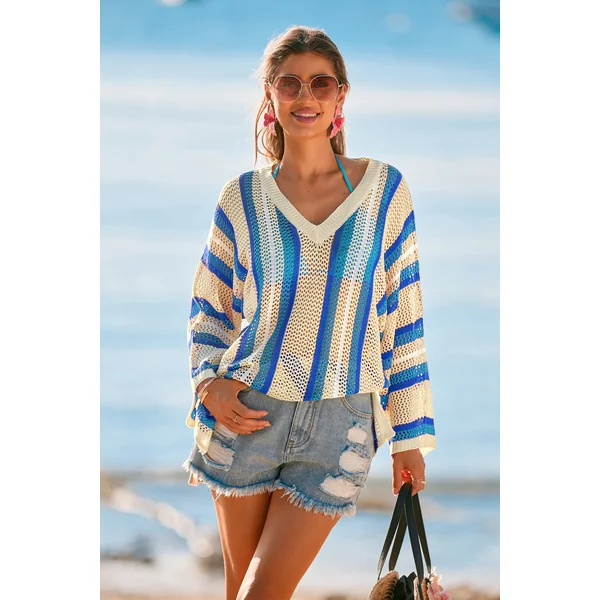 Robe courte cover up rayée