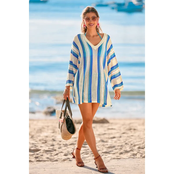 Robe courte cover up rayée