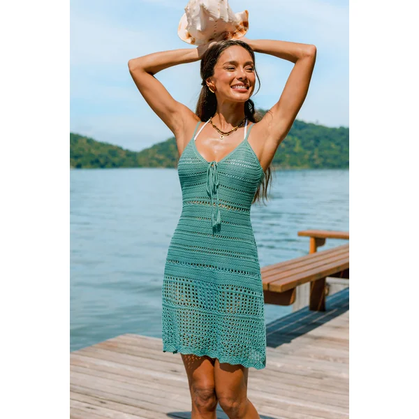 Robe courte cover up vert