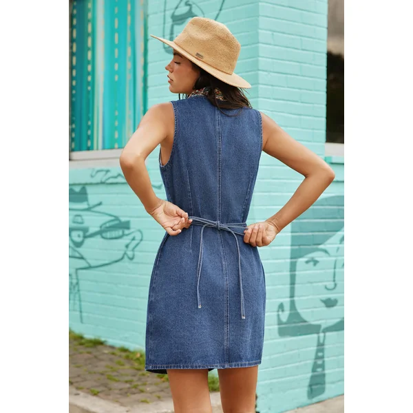Robe courte denim col V
