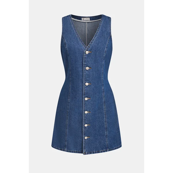 Robe courte denim col V