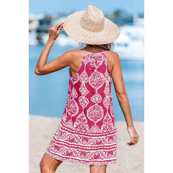 Robe courte florale col licou sans manches