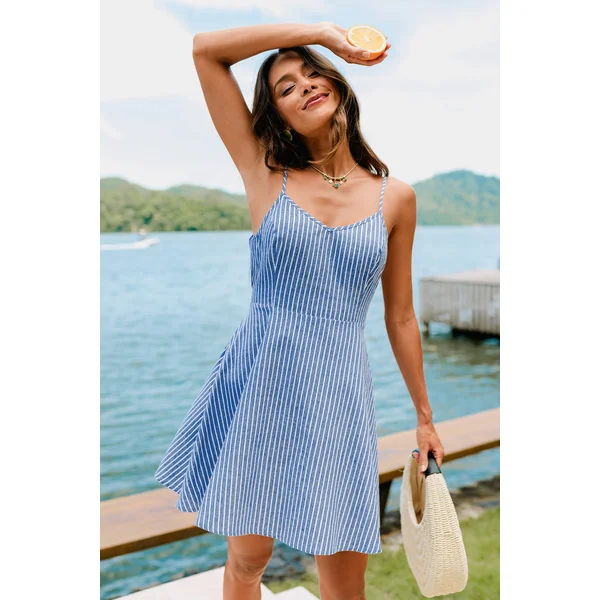 Robe courte rayée
