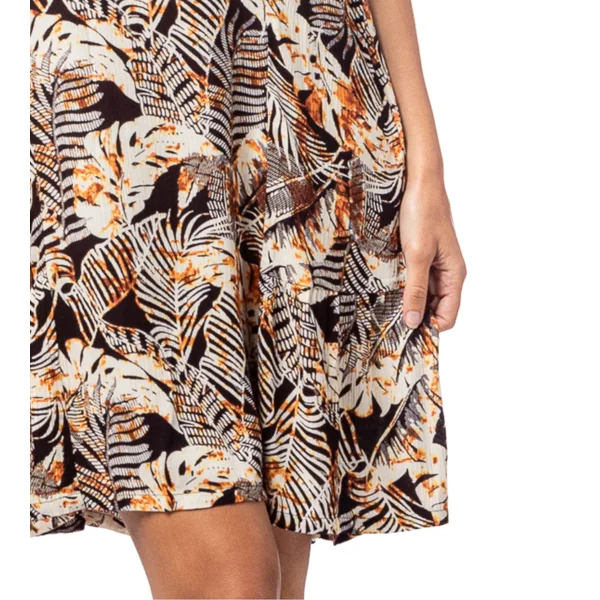 Robe courte sans manches imprimé Jungle Noir/Marron