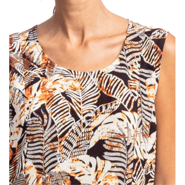 Robe courte sans manches imprimé Jungle Noir/Marron