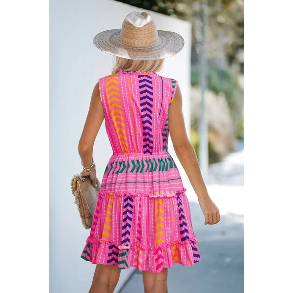 Robe courte sans manches à imprimé abstrait