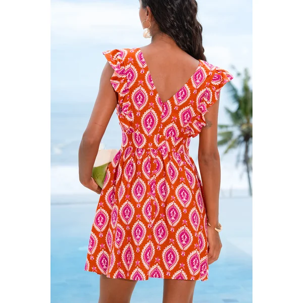 Robe courte tissé garniture à volants