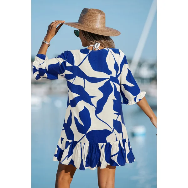 Robe courte tropicale demi manches