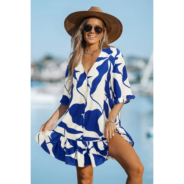 Robe courte tropicale demi manches