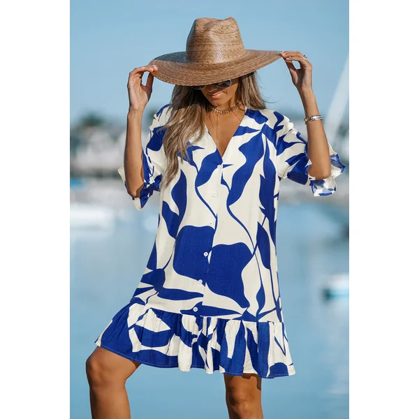 Robe courte tropicale demi manches
