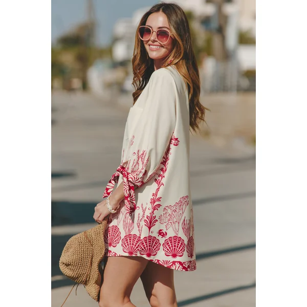 Robe courte tropicale à poche