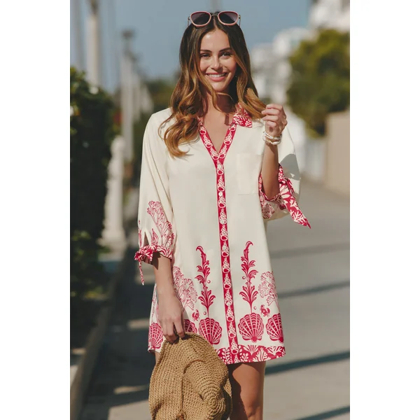 Robe courte tropicale à poche