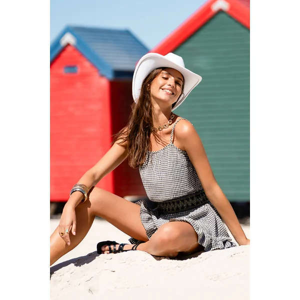 Robe courte vichy taille tombante