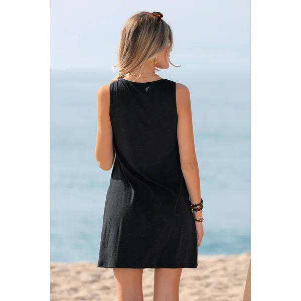 Robe courte à imprimé graphique sans manches