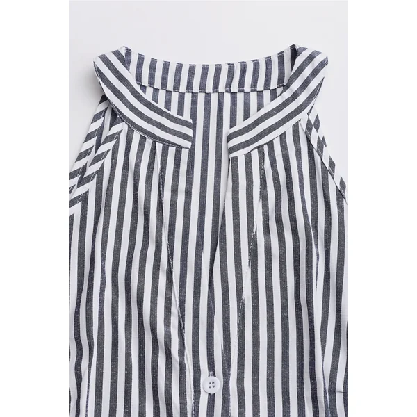 Robe courte à rayures sans manches bleu marine