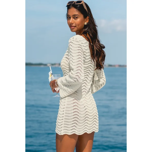 Robe cover up beige manches longues