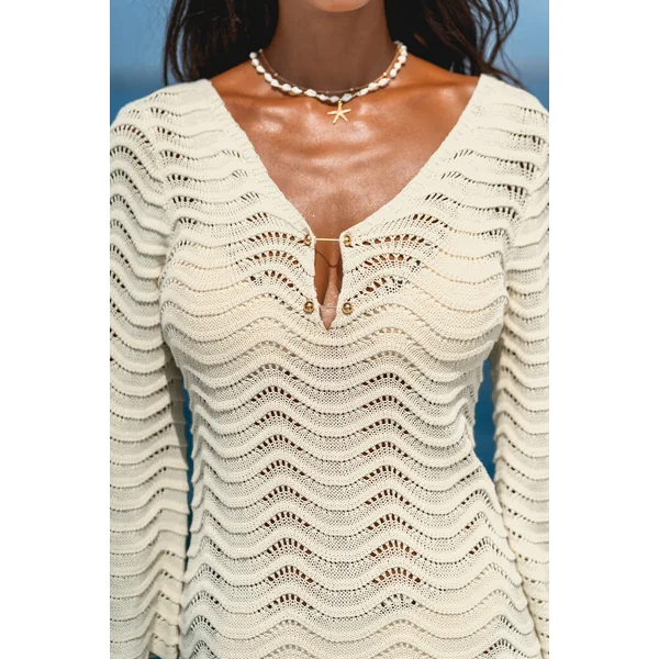 Robe cover up beige manches longues