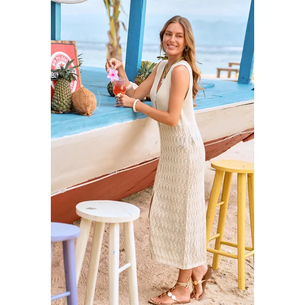 Robe cover up beige à boutons