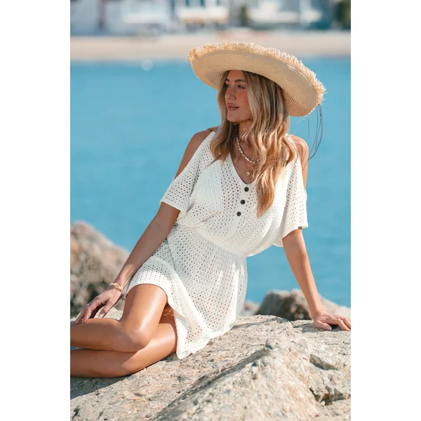 Robe cover up blanche taille élastique