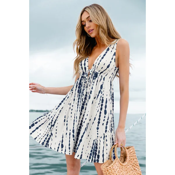 Robe cover up courte abstraite col plongeant