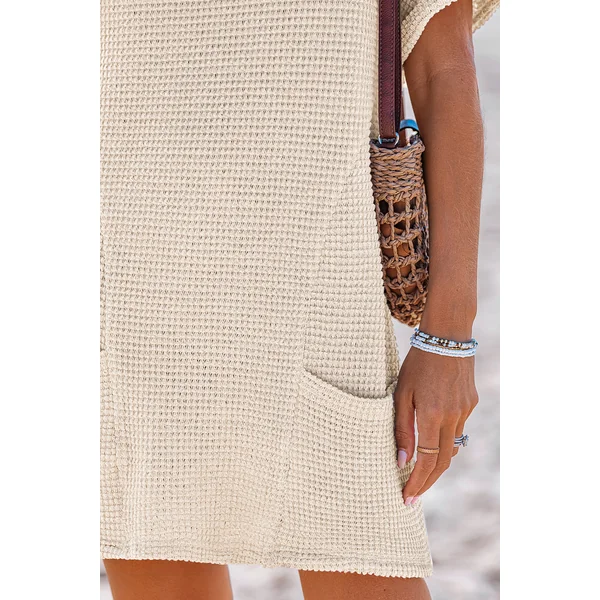 Robe cover up courte beige col V