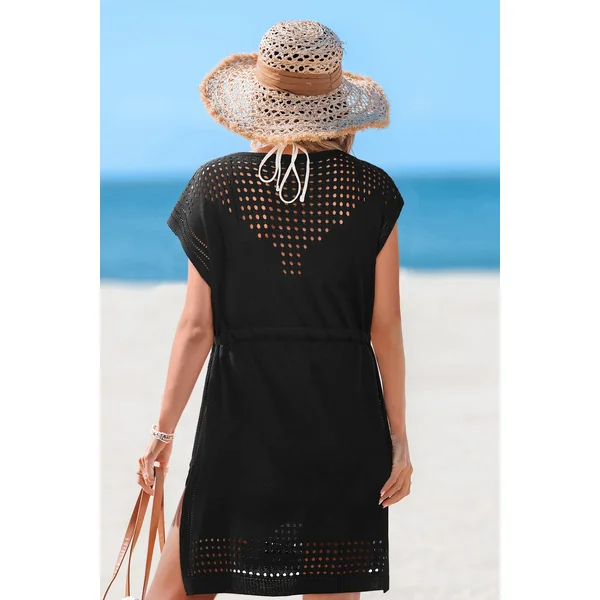 Robe cover up courte col V manches courtes