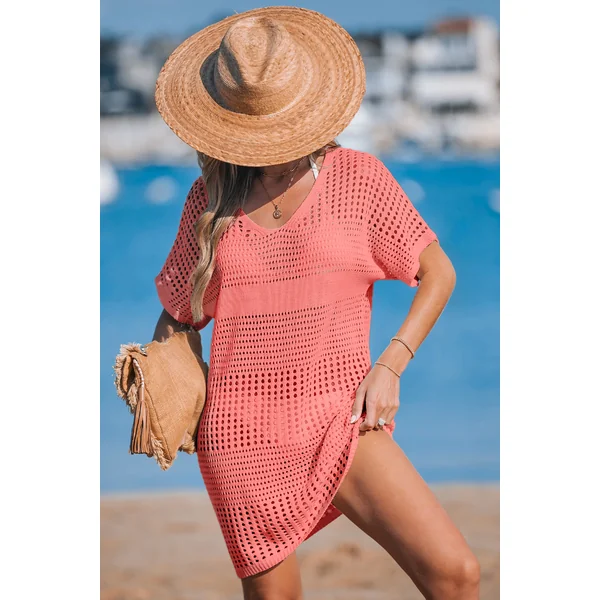 Robe cover up courte corail