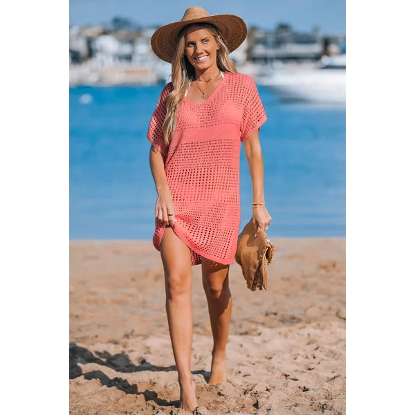 Robe cover up courte corail