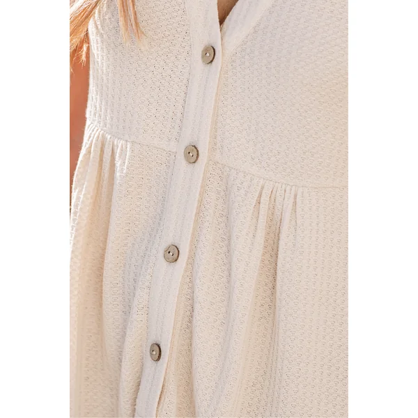 Robe cover up courte crème col cranté