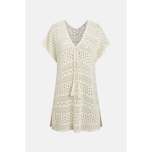 Robe cover up courte en tricot col V ourlet fendu