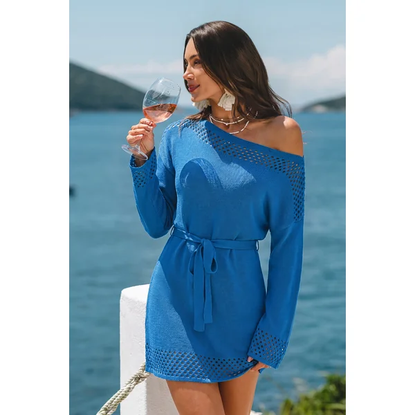 Robe cover up courte nouée taille