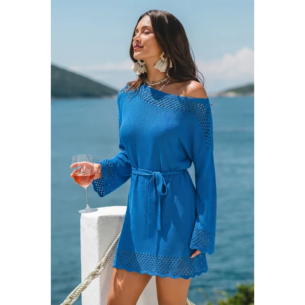 Robe cover up courte nouée taille