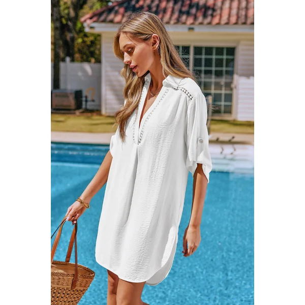 Robe cover up courte ourlet incurvé