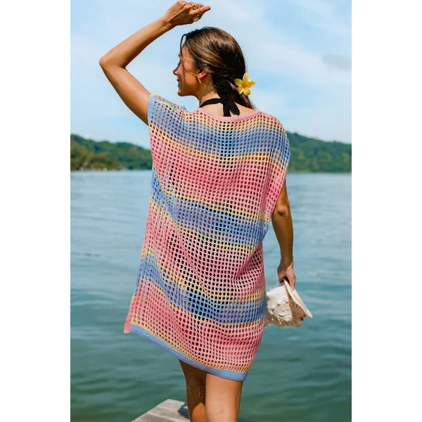 Robe cover up courte rayée au style estival