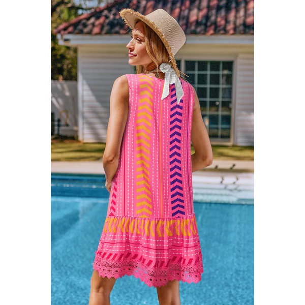 Robe cover up courte rose