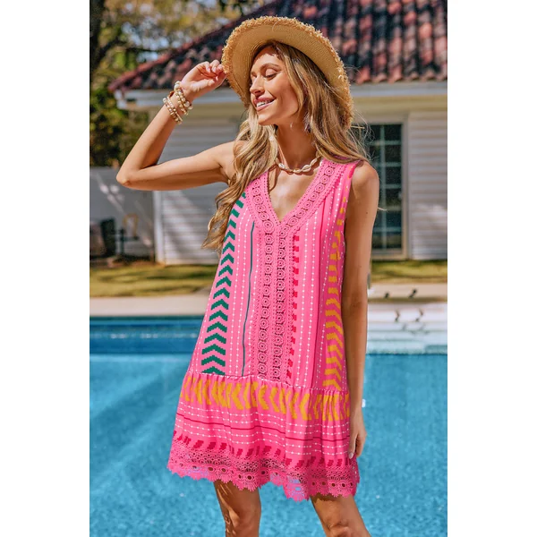 Robe cover up courte rose
