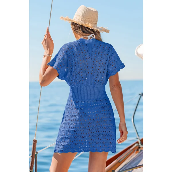 Robe cover up courte tricot manches courtes
