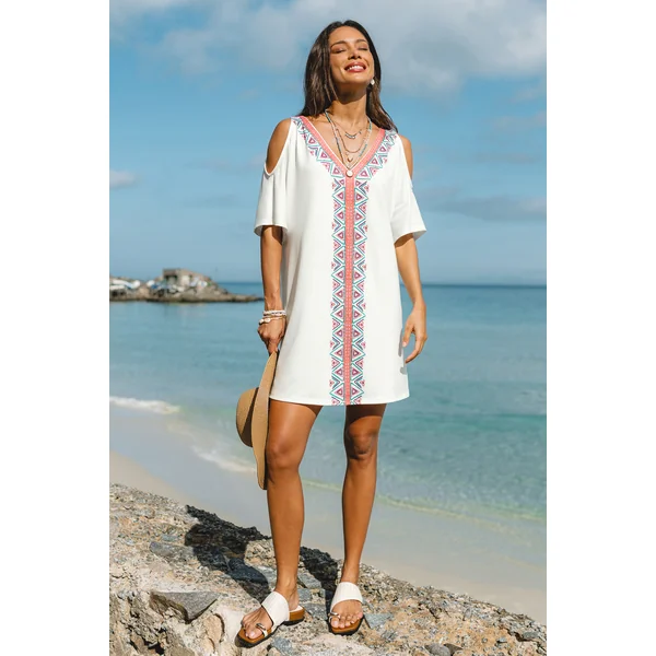 Robe cover up courte à découpes
