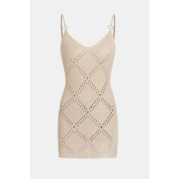 Robe cover up kaki courte col V sans manches
