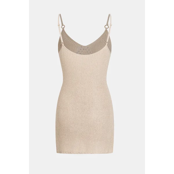 Robe cover up kaki courte col V sans manches