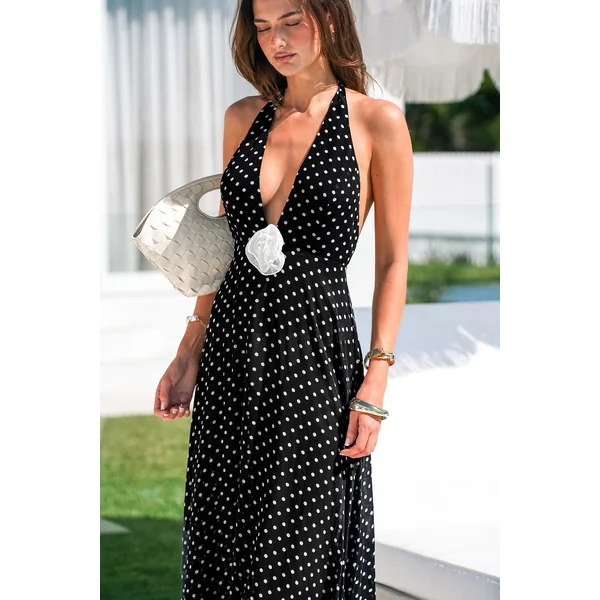 Robe cover up longue col plongeant sans manches