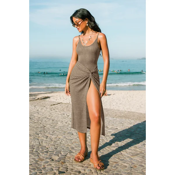 Robe cover up longue neutre sophistiquée et fluide