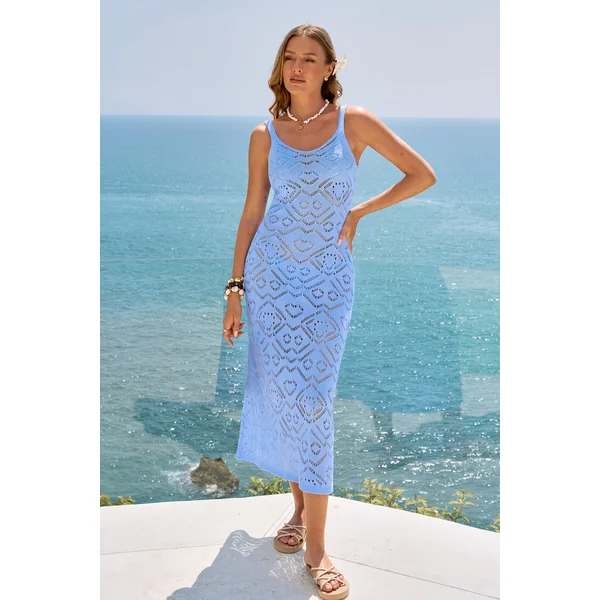 Robe cover up longue à col rond