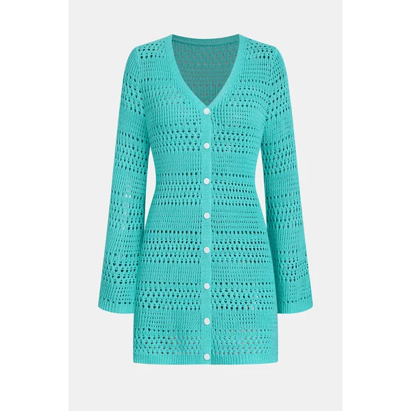 Robe cover up menthe courte col V