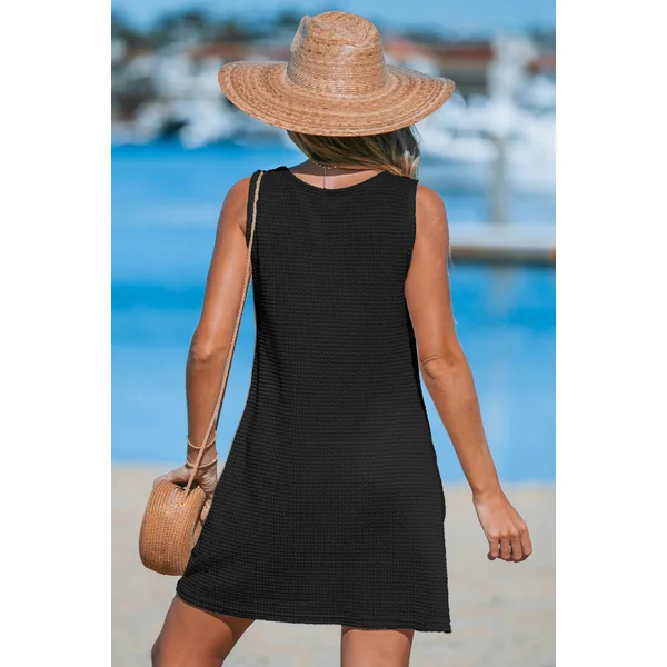Robe cover up sans manches à ourlet torsadé noire