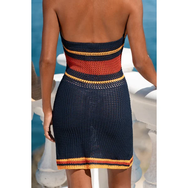 Robe cover up tricot sans manches à col plongeant courte
